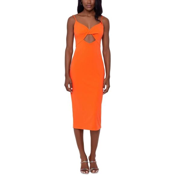 Xscape Womens Orange Cutout Long Party Cocktail and Party Dress NWT - Picture 1 of 4